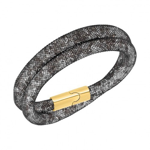 Stardust Swarovski bracelet, double black with gold plated clasp 38 cm. 5102560 