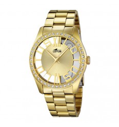 Lotus Watch Trendy transparent yellow gold plated bracelet. 18127/1