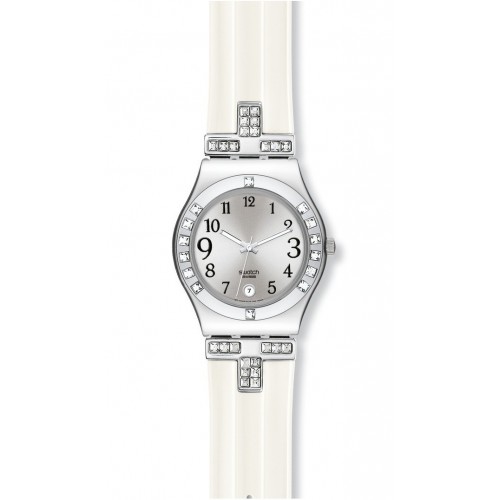 Swatch Irony Medium FANCY ME with white rubber strap YLS430