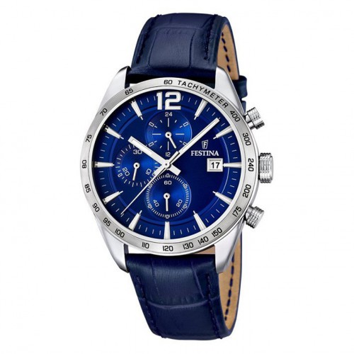 Reloj Festina hombre F16760/3 cronógrafo correa de cuero color azul