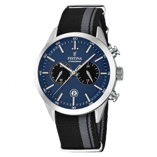 Festina Men's watch blue chronograph F16827/2 textile strap and date