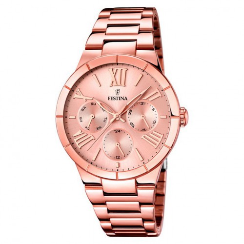 Festina watch women rose gold plated stainless steel F16718/2