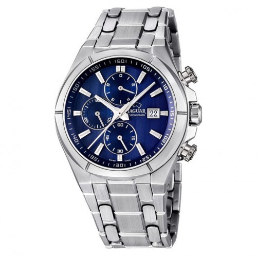 Jaguar chronograph watch J665/2 blue dial calendar steel bracelet