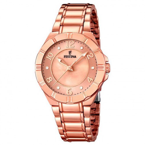 Reloj Festina mujer F16728/1 acero inoxidable chapado color rosa diámetro 34 mm