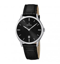 Festina Men's F16745/5 slim watch with a black dial and calendar