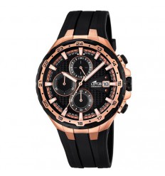 Lotus chronograph watch man 18186/1 pink gold plated rubber strap