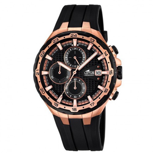 Lotus chronograph watch man 18186/1 pink gold plated rubber strap