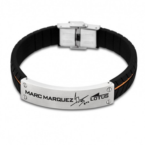  Polsera Lotus Style Marc Marquez LS1681-2/1 cautxú negre detall taronja