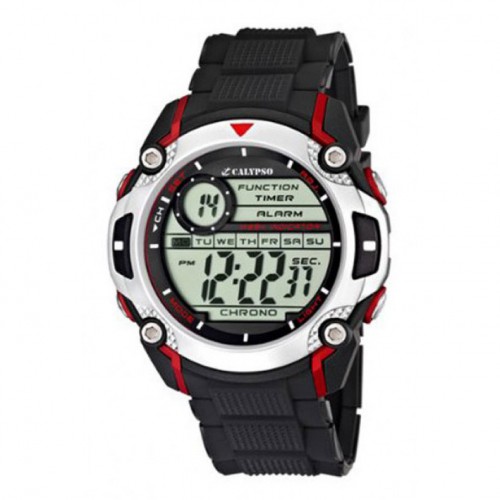 Digital watch man Calypso K5577/4 black and red water resistan