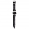 Swatch watch woman steel black leather strap Black Puncher model YLS184