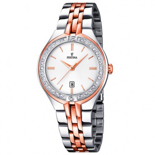 Watch Festina F16868/2 steel bracelet and rose gold plated