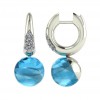 Pendientes forma de aro R4246 cuarzo color azul redondo y diamantes