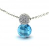 Round pendant in quartz blue white gold and 33 diamonds C2449
