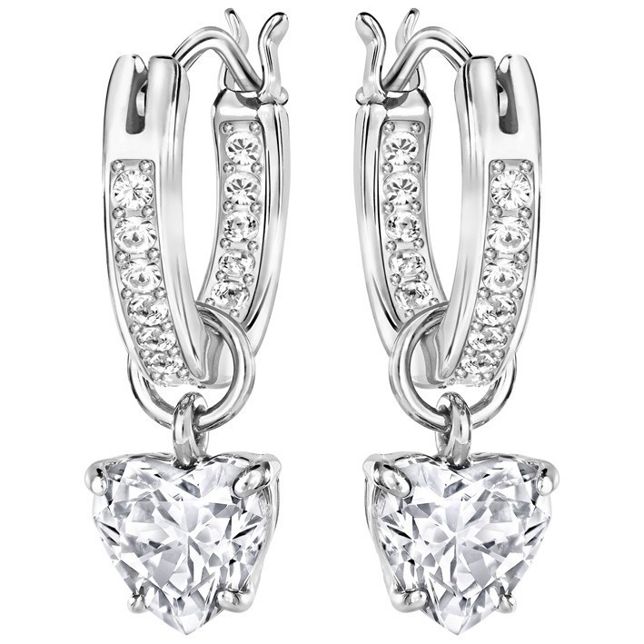 Hoop earrings Swarovski Attract Heart 5188403 rhodium plated