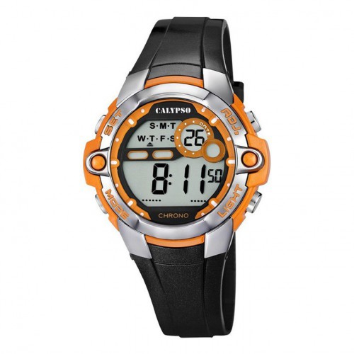 Rellotge Calypso K5617/4 digital diàmetre 40mm negre i taronja
