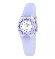 Calypso K6043/E lilac rubber strap watch with Arabic numerals