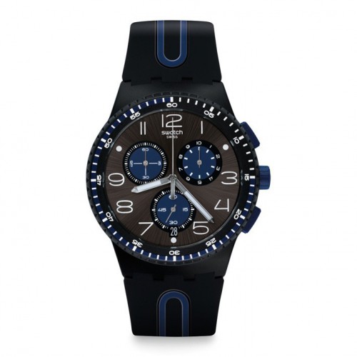 Swatch cronógrafo plastico reloj Kaicco color azul y negro SUSB406