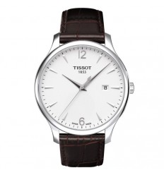 Reloj Tissot Tradition esfera blanca correa de cuero T0636101603700