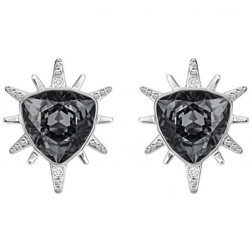 Fantastic Swarovski earrings 5230607 dark gray glass gray pearls.