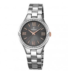 Festina mademoiselle F16916/2 polished stainless steel black dial