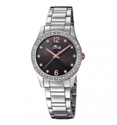 Lotus Bliss Watch for woman with black-coloured dial and pink details 18383/2