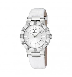 Festina Mademoiselle watch F16734/1 with stainless steel case and white leather strap