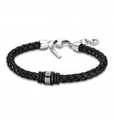 Bracelet for Men Lotus Style LS1814-2/6 of black leather