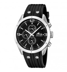 Lotus watch chronograph 15969/4 black dial rubber strap rubber diameter 44 mm