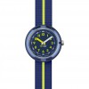 Flik Flak YELLOW BAND watch blue dial with numbers textile strap FPNP023