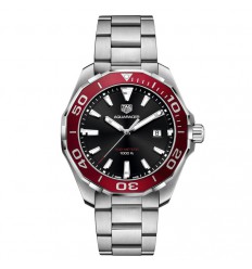 Aquaracer Tag Heuer WAY101B.BA0746 bisel rojo esfera negra diámetro 43 mm