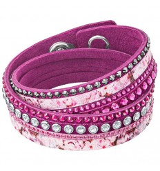 Swarovski Slake Print Bracelet Pink with Floral Finish 5253046 clear crystals