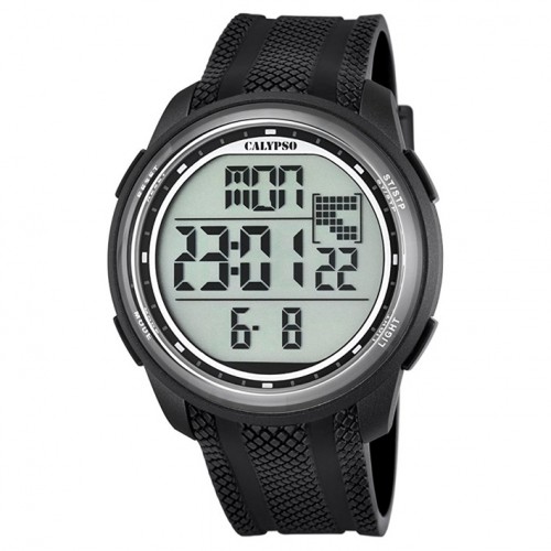 Calypso digital watch K5704/8 black rubber strap black case