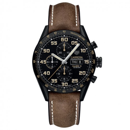 Tag Heuer Carrera CV2A84.FC6394 Automàtic Pell marró Esfera negra