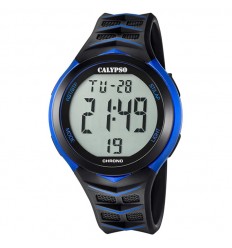 Reloj Calypso digital K5730/5 correa de caucho negro con detalles azules