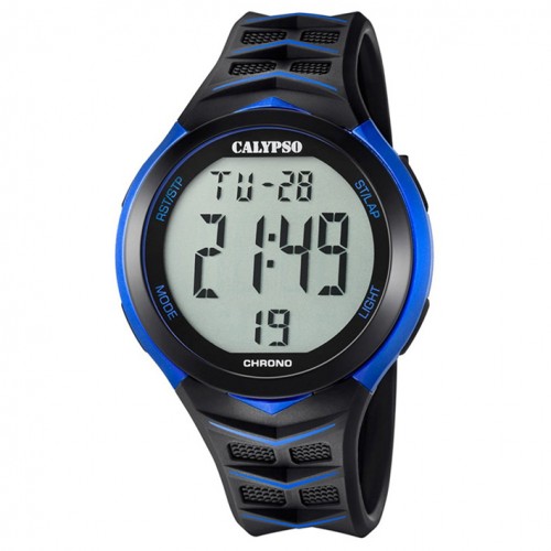 Rellotge Calypso digital K5730/5 corretja de cautxú negre amb detalls blaus