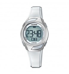 Calypso woman or girl digital silicone strap K5738/1 watch in silver color