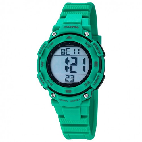 Reloj Calypso digital K5669/3 correa de caucho verde detalles negros
