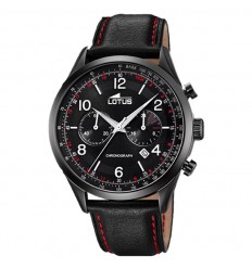 Lotus watch chronograph 18559/1 black case black belt with red details