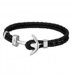 Lotus style bracelet LS1832-2/1 Men steel and black leather