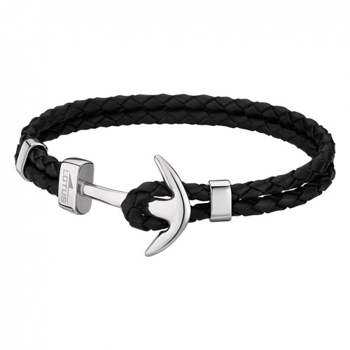 Lotus style bracelet LS1832-2/1 Men steel and black leather