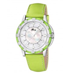 Reloj Lotus Glee correa color verde esfera color blanco 15747/4