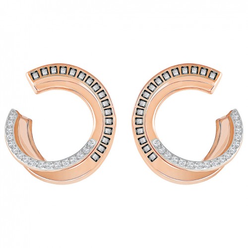 Swarovski Hero earrings 5350662 rose gold black and clear crystals