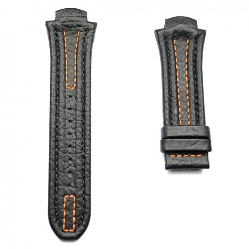 Correa piel negra pespunte naranja Lotus Code Hombre 15502 y 15507