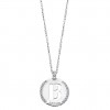 Pendant in silver letter B Lotus Silver polished with zirconia LP1597-1/B