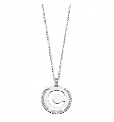 Lotus Silver Pendant in sterling silver letter C with zirconia LP1597-1/C