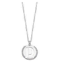 Lotus Silver Pendant in sterling silver letter D with zirconia LP1597-1/D