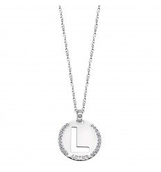 Penjoll LP1597-1/L plata polida amb circonites Lotus Silver lletra L