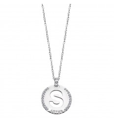Lotus Silver Pendant in sterling silver letter S with zirconia LP1597-1/S