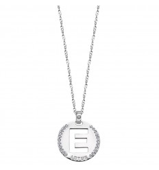 Pendant silver letter E polished with zirconia LP1597-1/E Lotus Silver