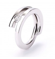 Anillo Oro Blanco y Diamante A4425